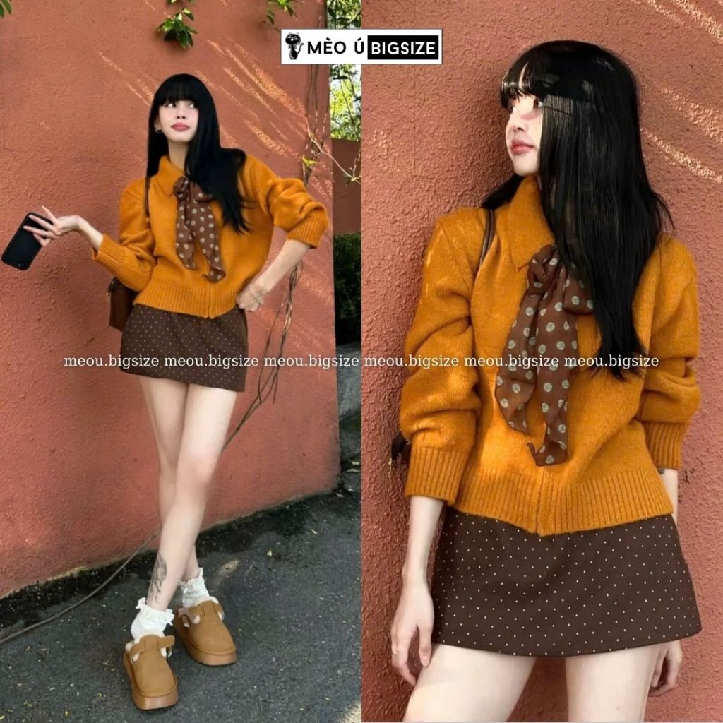 Chân váy nữ BIGSIZE Mèo Ú chân váy dáng ngắn form chữ A chất dạ ép khóa kéo sau họa tiết chấm bi phong cách Hàn Quốc 590 | BigBuy360 - bigbuy360.vn