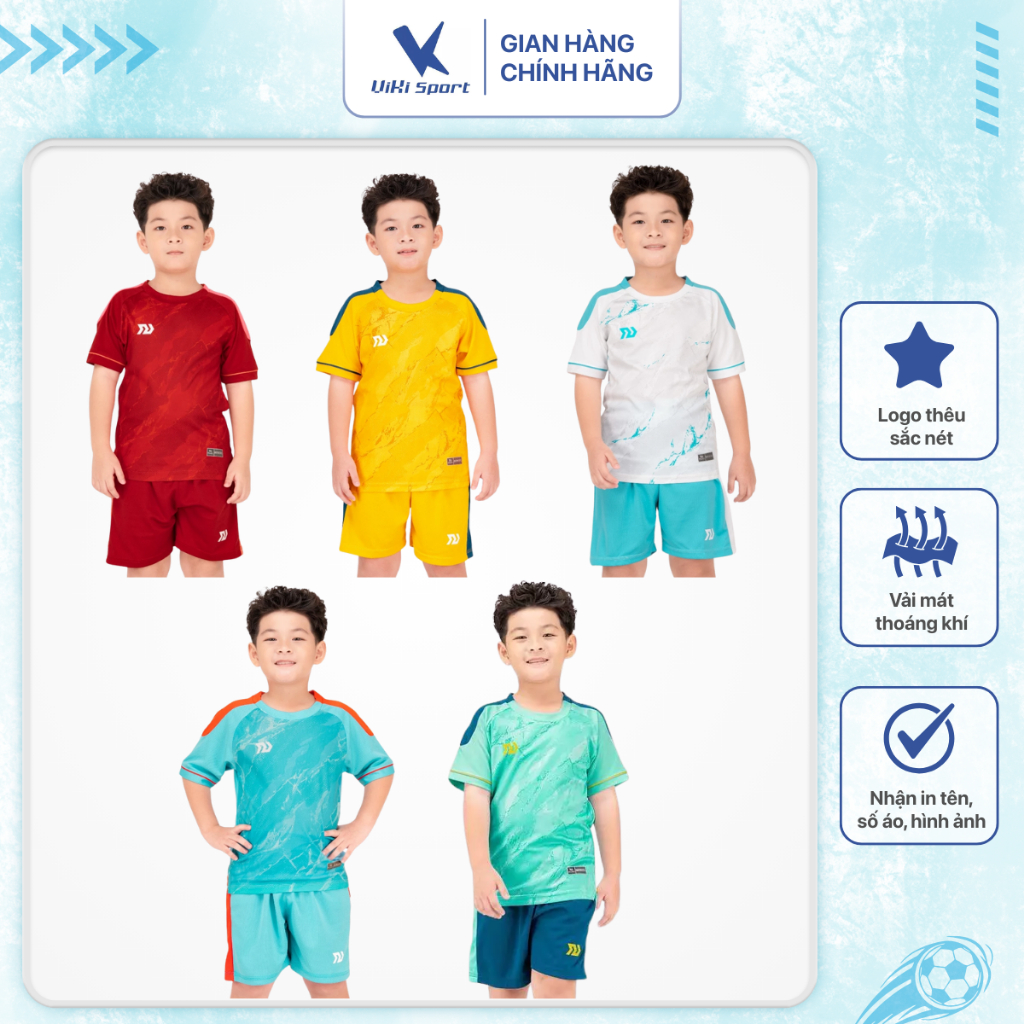 Bộ quần áo bóng đá cho bé Bulbal Lavento không logo, vải thun lạnh thoáng mát thấm hút mồ hôi tốt | ViKi Sport