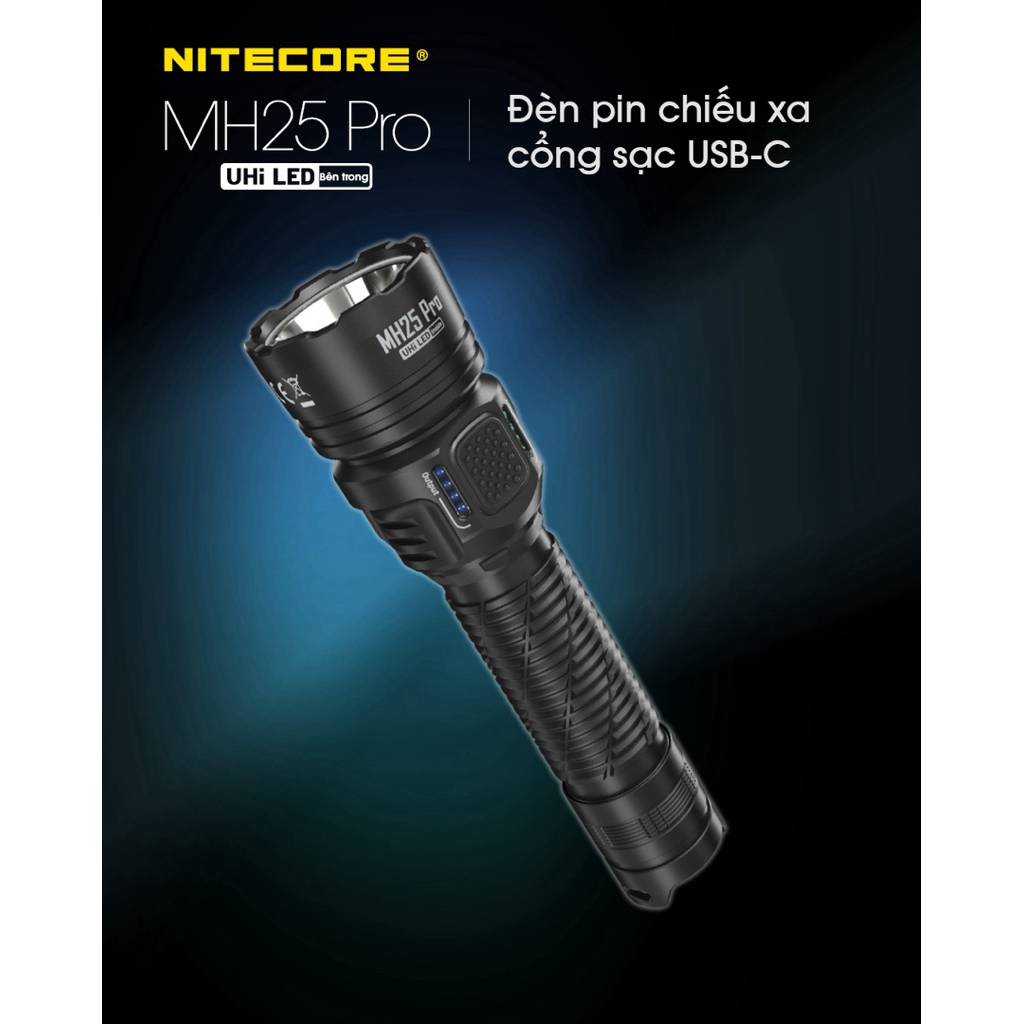 Đèn pin chiếu xa  MH25 PRO sáng 3.300 lumens chiếu xa 705m pin sạc 21700 5300mAh USB-C