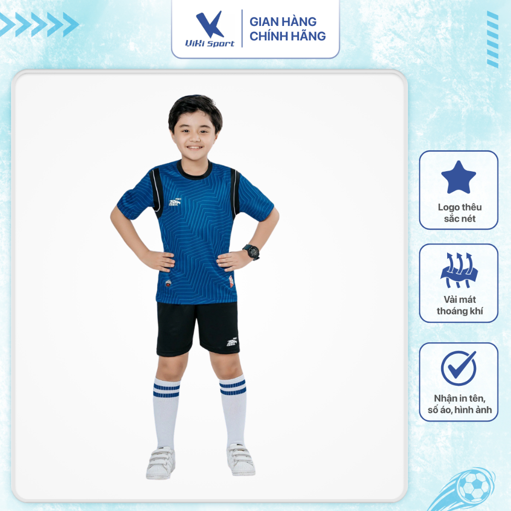 Bộ đồ bóng đá cho bé trai bé gái Vortex Kid form thể thao, vải R-Airmaxx mát nhẹ dễ vận động | ViKi Sport