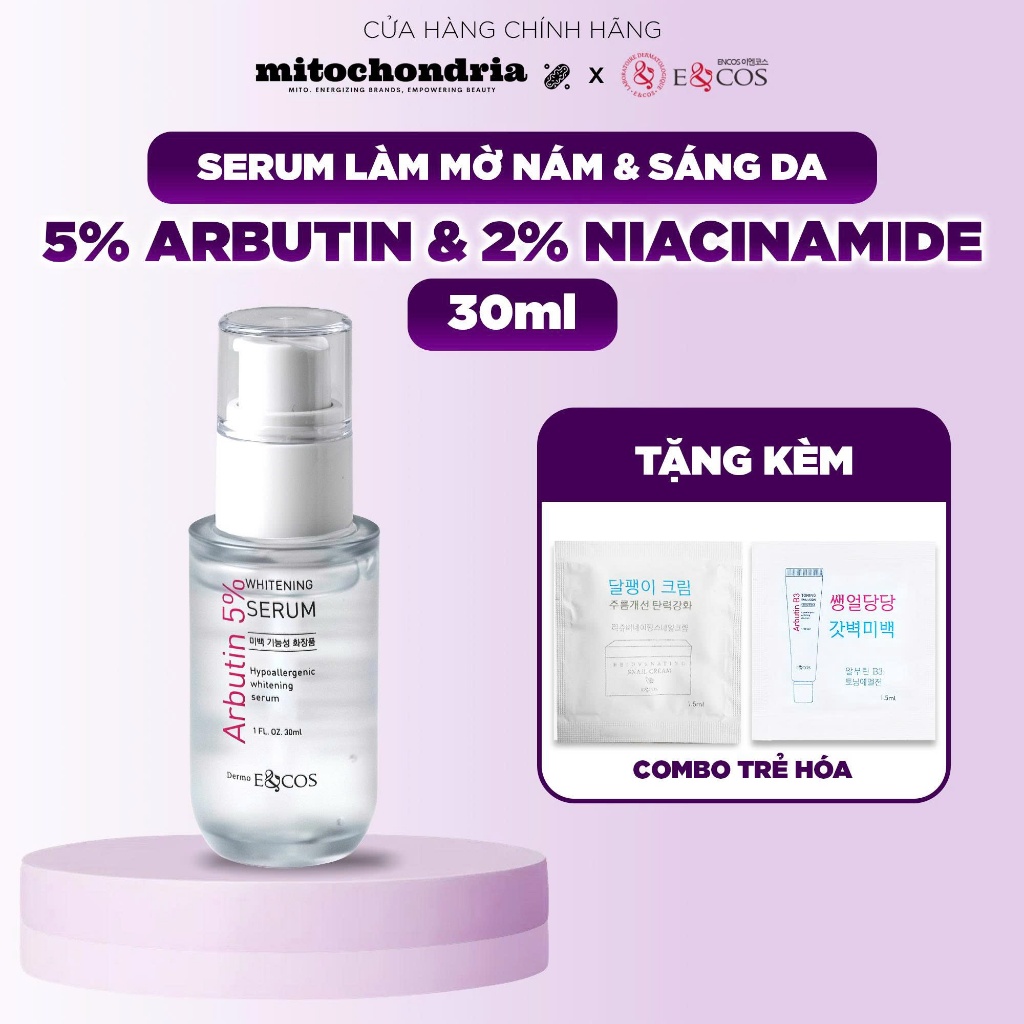 Serum làm mờ nám & sáng da E&COS Arbutin 5% Whitening Serum 30ml