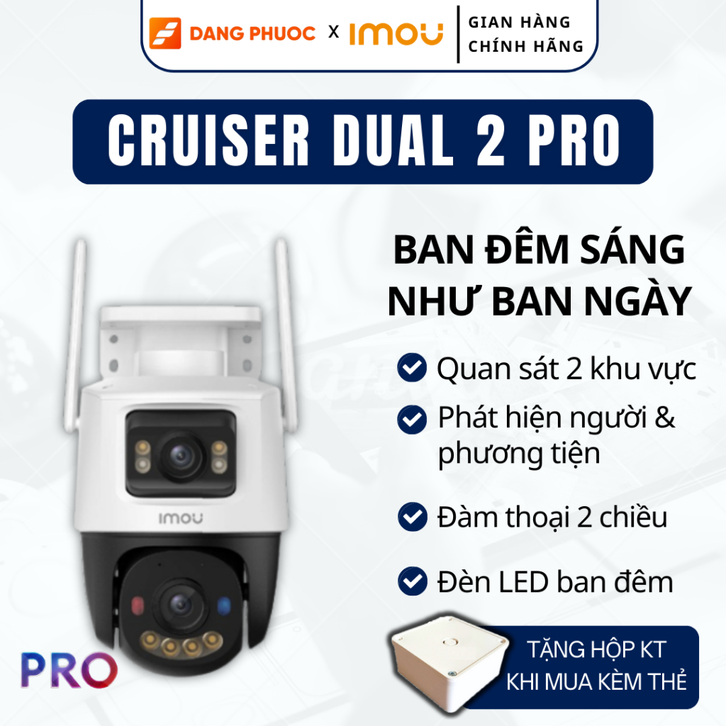 Camera Wifi IMOU 2 Mắt CRUISER DUAL 2 PRO S7XFP 8MP Xoay 360, Màu ban đêm,Còi báo động,AI thông minh