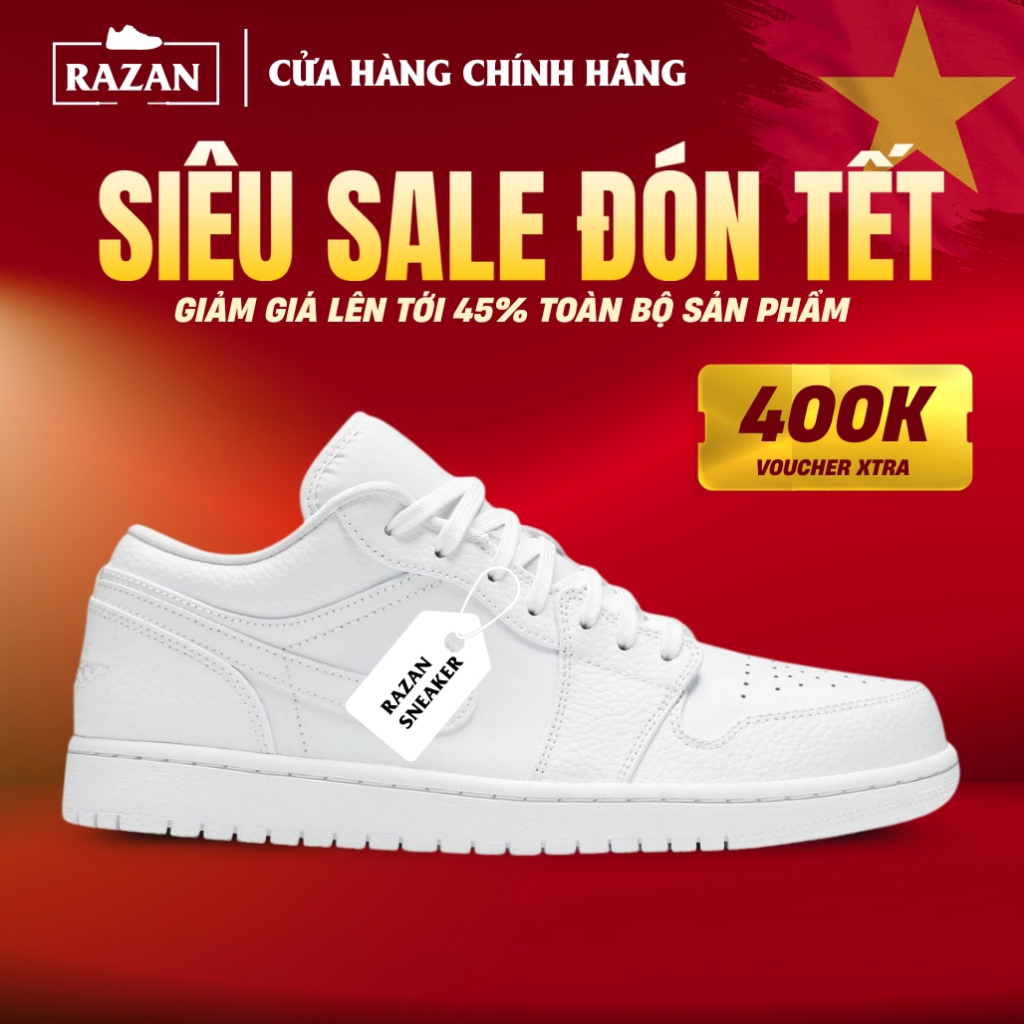 Giày Air Jordan 1 Low Triple White 553558-136