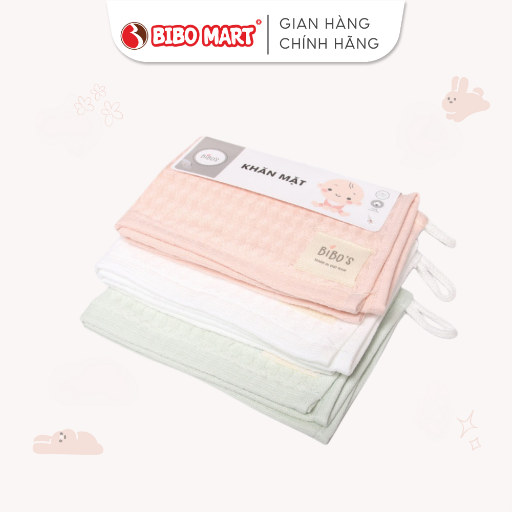 Khăn Mặt Cho Bé Bibo’s Chất Liệu 100% Sợi Bông Tự Nhiên Mềm Mịn, Kháng Khuẩn Size 34 x 34cm