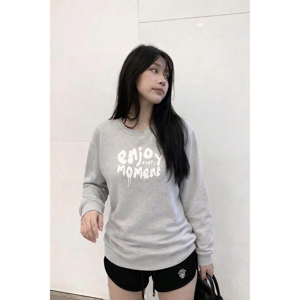 Áo Nỉ Lót Bông ENJOY Moment Cotton 100% Local Brand LADIN Unisex Nam Nữ Local Brand