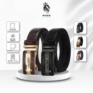 Thắt Lưng Nam PUZO Cao Cấp, Da PU Dập Vân, Khóa Tự Động Hợp Kim, Chống Gỉ, Không Bong Tróc TL02