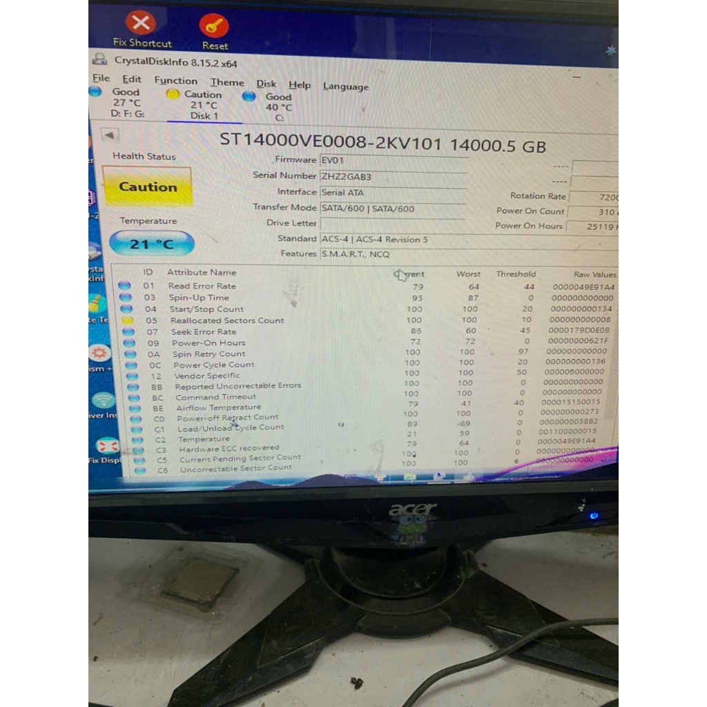 ổ cứng hdd, 14tb lỗi , đã qua sử dụng