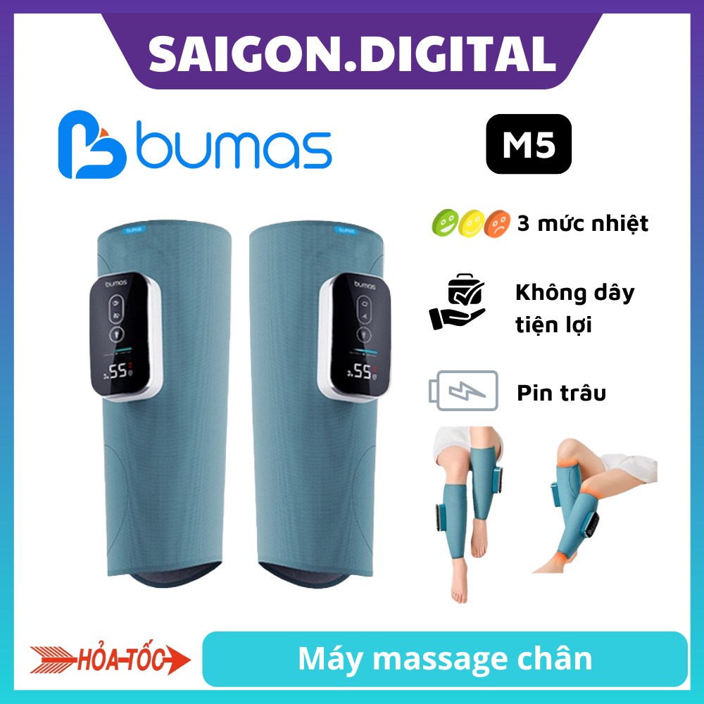 Máy massage chân BUMAS M5 - 3 mức độ nhiệt  - Bấm và bóp huyệt chân thật - Sử dụng liên tục 6 giờ