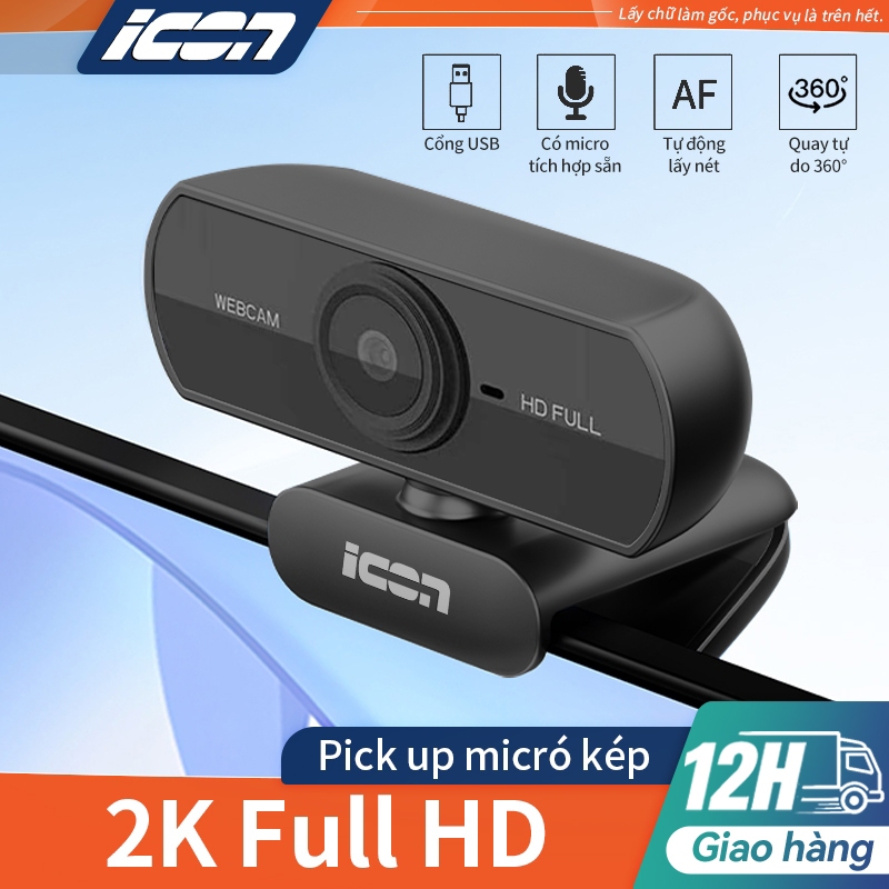 Webcam ICON Q-20 Độ Phân Giải 4K/2K - Livestream & Họp Online Sắc Nét, Có Mic, Tương Thích PC/Laptop