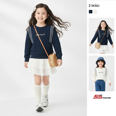 Áo Nỉ Bé Gái 5S FASHION Phối Bèo Dễ Thương Phom Regular G0ANI25001
