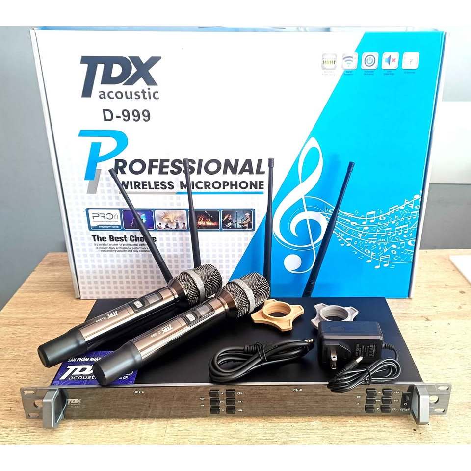 Micro TDX D999, 4 Râu Sóng Ổn Định, Set Sóng, Tăng Giảm Âm Lượng,Tiếng Ca Hay Cho Dàn Karaoke