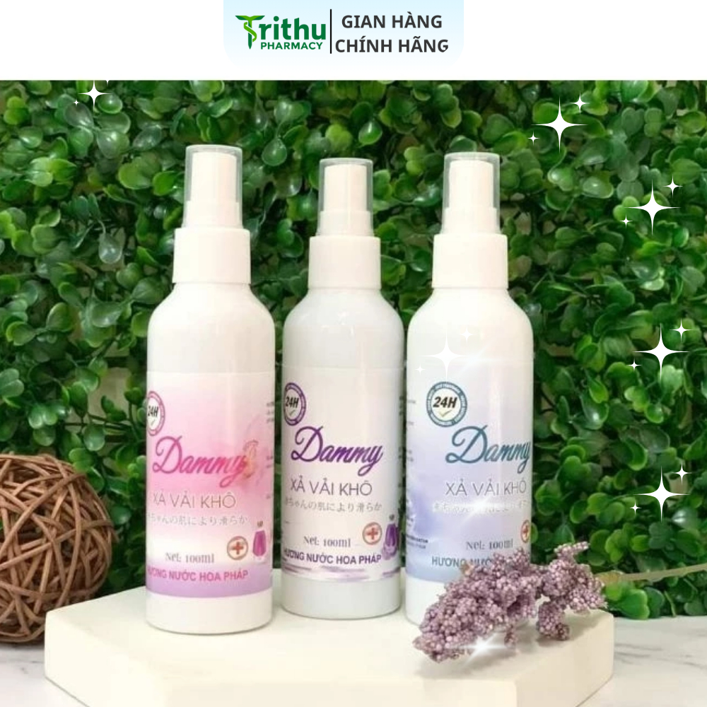 Xịt xả vải khô DAMMY 100ml làm mềm vải, khử mùi hôi, tạo mùi hương nước hoa Pháp quyến rũ dài lâu