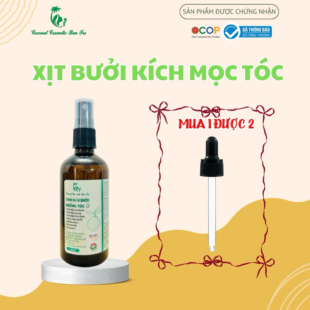 [MUA 1 ĐƯỢC 2] Xịt bưởi mọc tóc, xịt tinh dầu bưởi Coconut cosmetic Bến Tre, xịt mọc tóc nhanh, hỗ trợ giảm rụng tóc