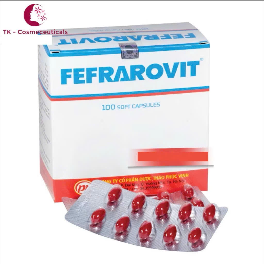 Viên Uống Fefrarovit PV Giúp Bổ Sung Sắt, Acid Folic, Vitamin B12 Cho Cơ Thể - Hộp 100 Viên