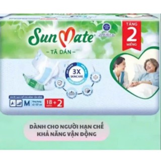 Combo 6 Gói Tã Dán Sunmate M18 +2 (20 Miếng) - Tã Dán Cho Người Lớn Sunmate size M - Hsd mới