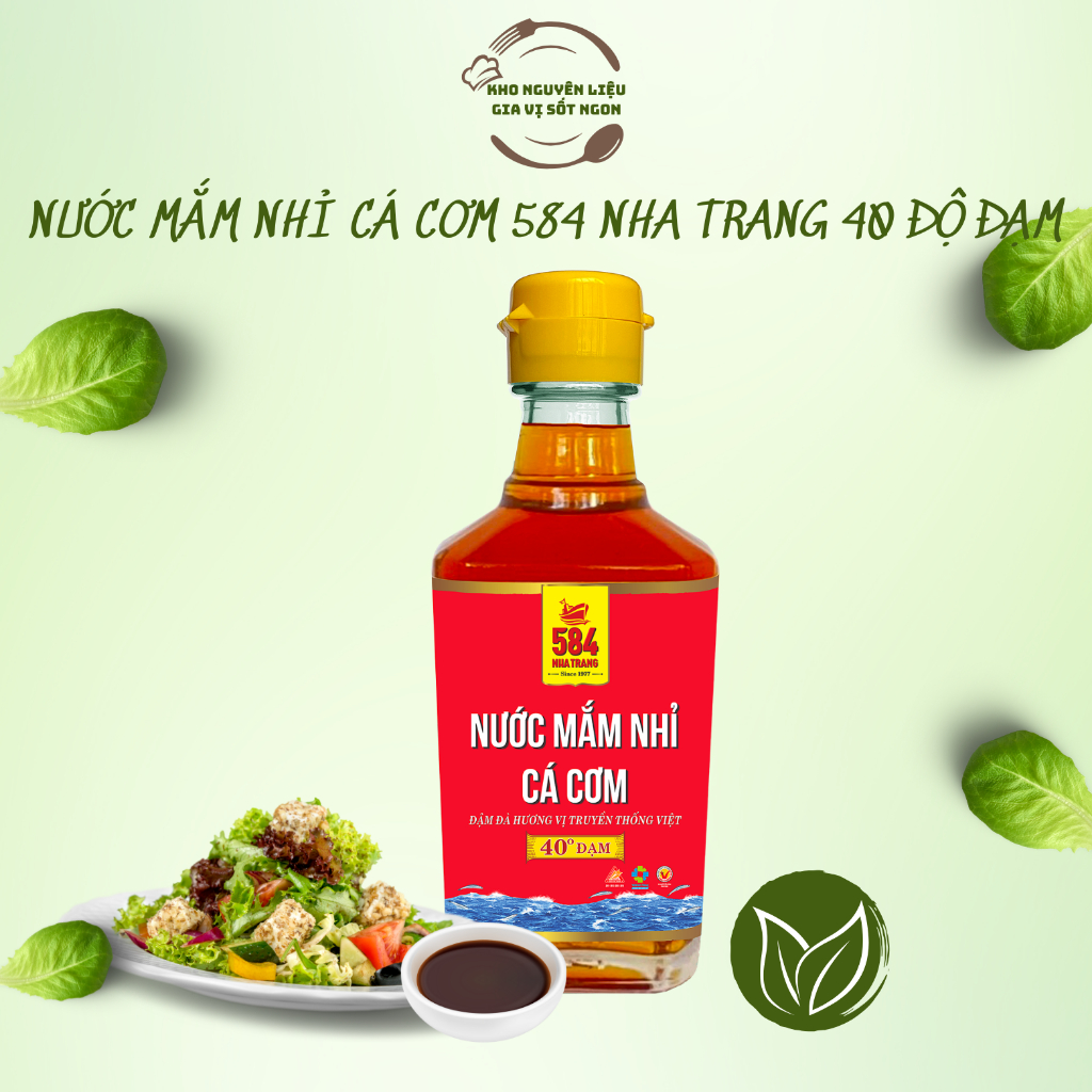 Nước mắm nhỉ cá cơm 584 Nha Trang, Nước mắm 40 độ đạm đóng chai thủy tinh 200ml