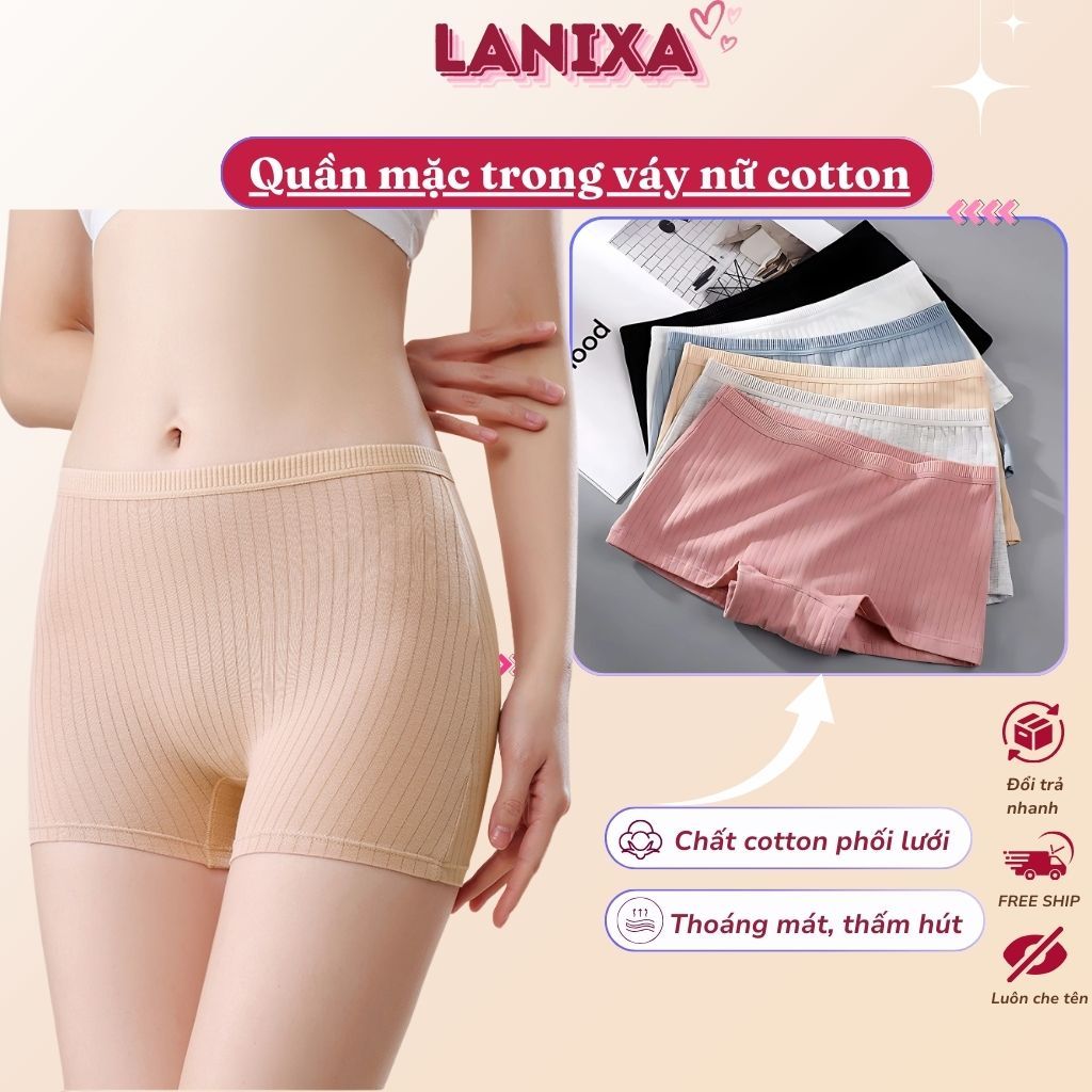 Quần mặc váy cotton co giãn tốt kiểu basic - Quần lót bảo hộ chống lộ mặc váy giúp bạn tự tin V4116