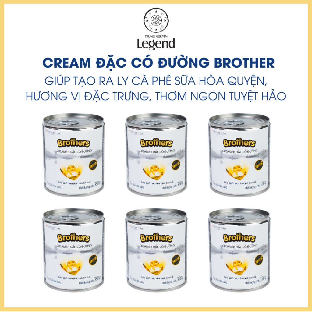 COMBO 6 Lon Sữa đặc Brothers Trung Nguyên Legend - Lon 390gr Nguyên liệu pha chế cà phê