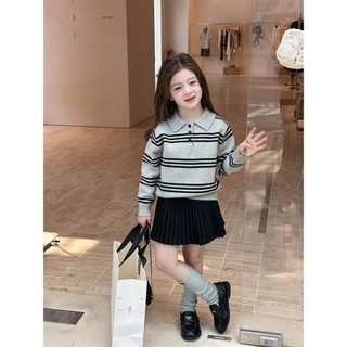 Áo len polo kẻ sọc thời trang cho bé trai bé gái