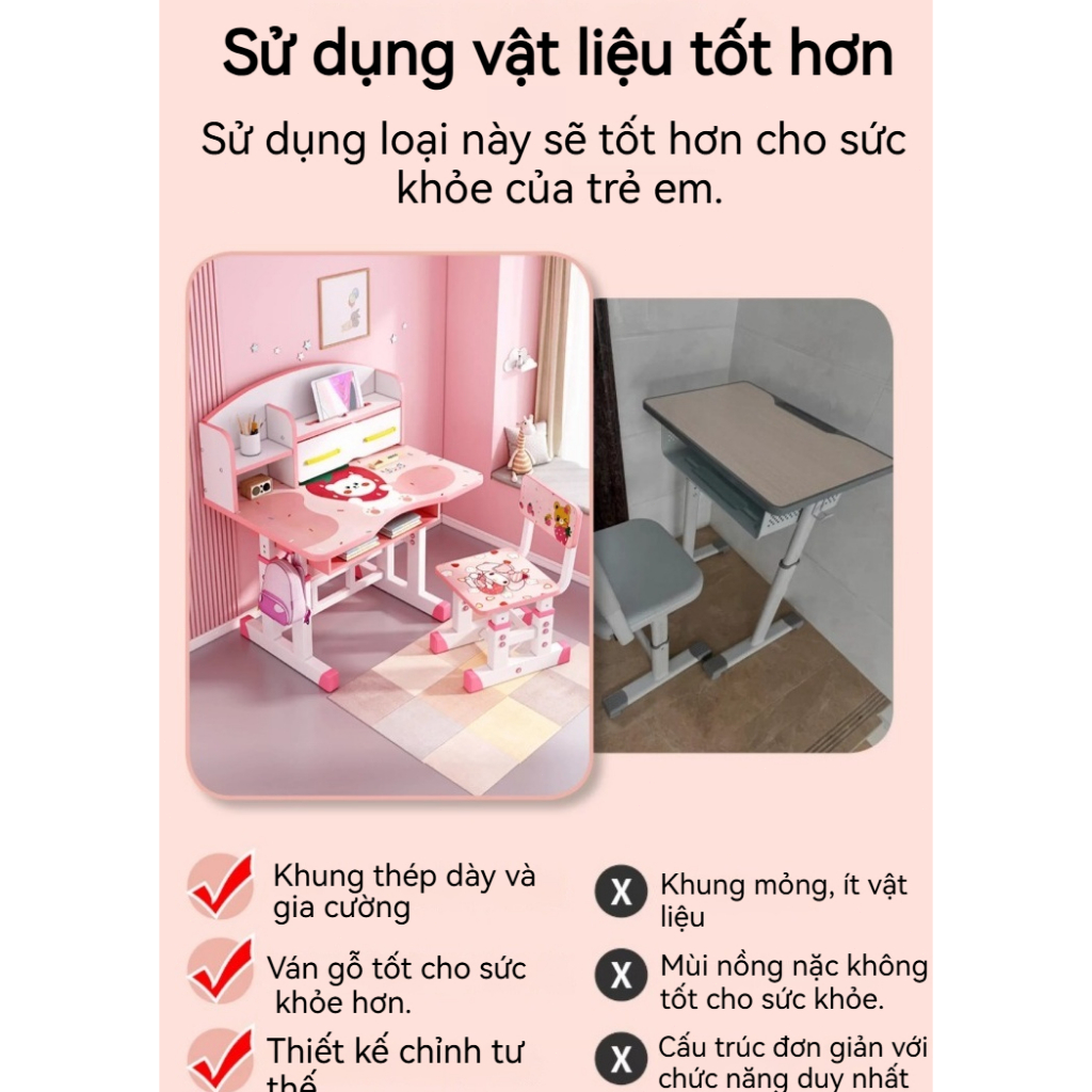 REX  bàn học cho bé Bàn học thông minh điều chỉnh độ cao sinh chống gù mùa học chàng trai cô gái | BigBuy360 - bigbuy360.vn