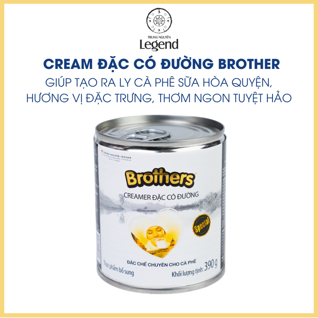 Sữa đặc Brothers Trung Nguyên Legend - Lon 390 gr - nguyên liệu pha chế cà phê
