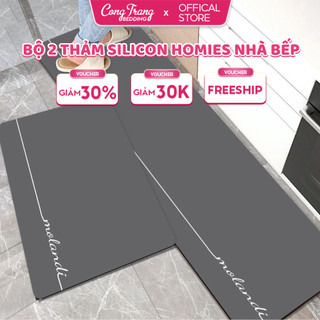  Bộ Thảm Lau Chân Nhà Bếp Silicon Tấm Thảm Chùi Chân Da Nappa Siêu Thấm Hút Cao Cấp Chống Trơn Trượt 