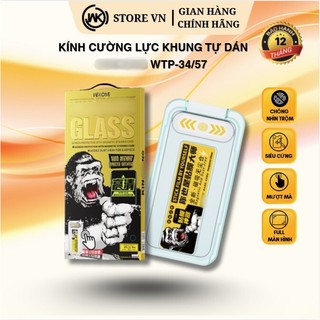  Kính Cường Lực Khung Tự Dán KK WK 034 057 Cho iPhone 11–17 Pro Max | Trong Suốt HD Chống Nhìn Trộm   Dễ Dán 