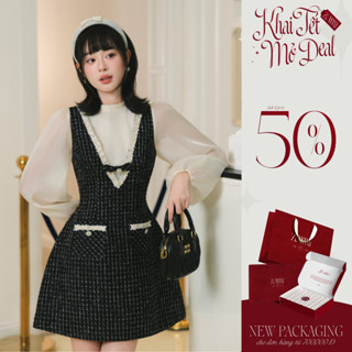  ZAMYSHOP - Váy thiết kế dạ kẻ giả set váy xinh đi làm đi chơi cách điệu tiểu thư 