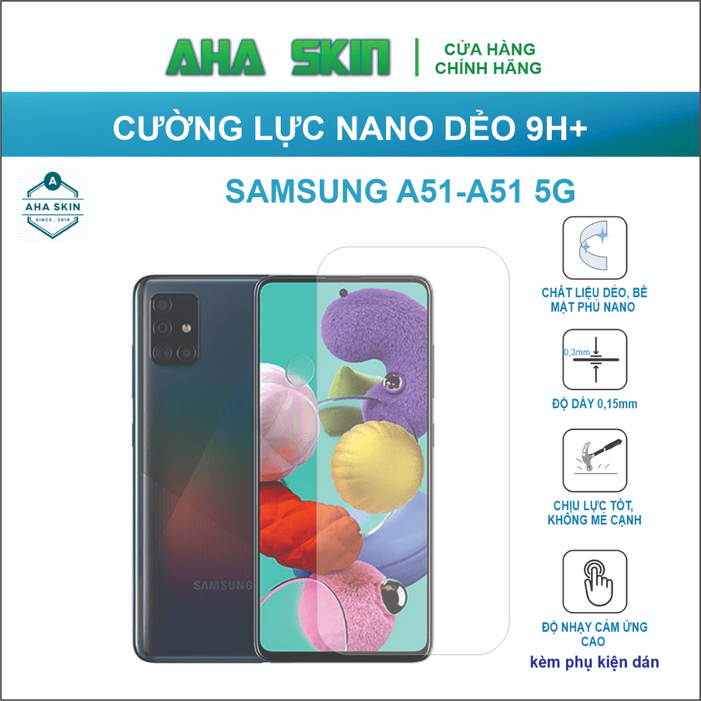 Dán cường lực Samsung A51/A51 5G, Cường lực dẻo Nano 9h+