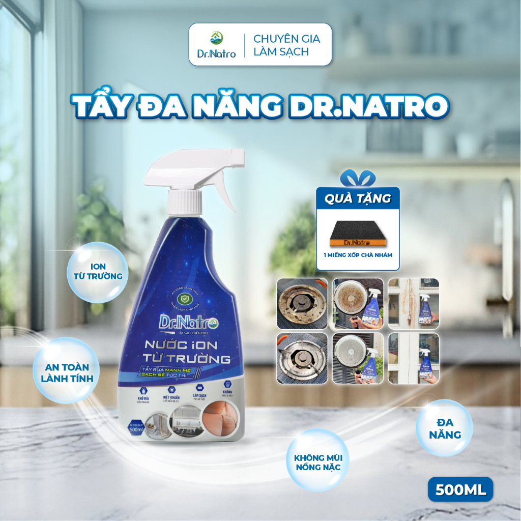 [Tặng 1 Miếng Xốp Chà Nhám] Siêu Tẩy Đa Năng Dr.Natro Làm Sạch Mọi Bề Mặt, Khử Khuẩn 500ml