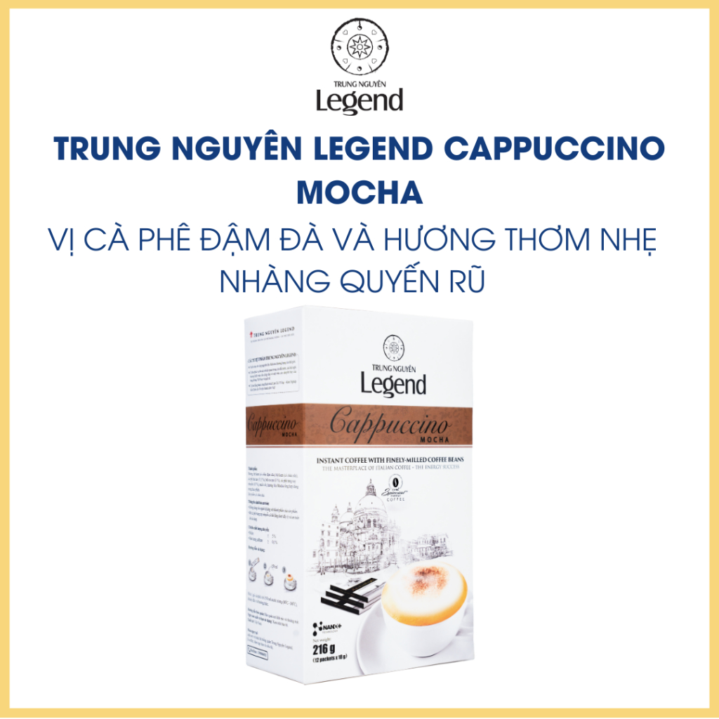 Cà Phê Trung Nguyên Legend Cappuccino Mocha – Hộp 12 Gói – Cà Phê Vị Mocha Ngọt Đắng, Đậm Đà Cảm Xúc