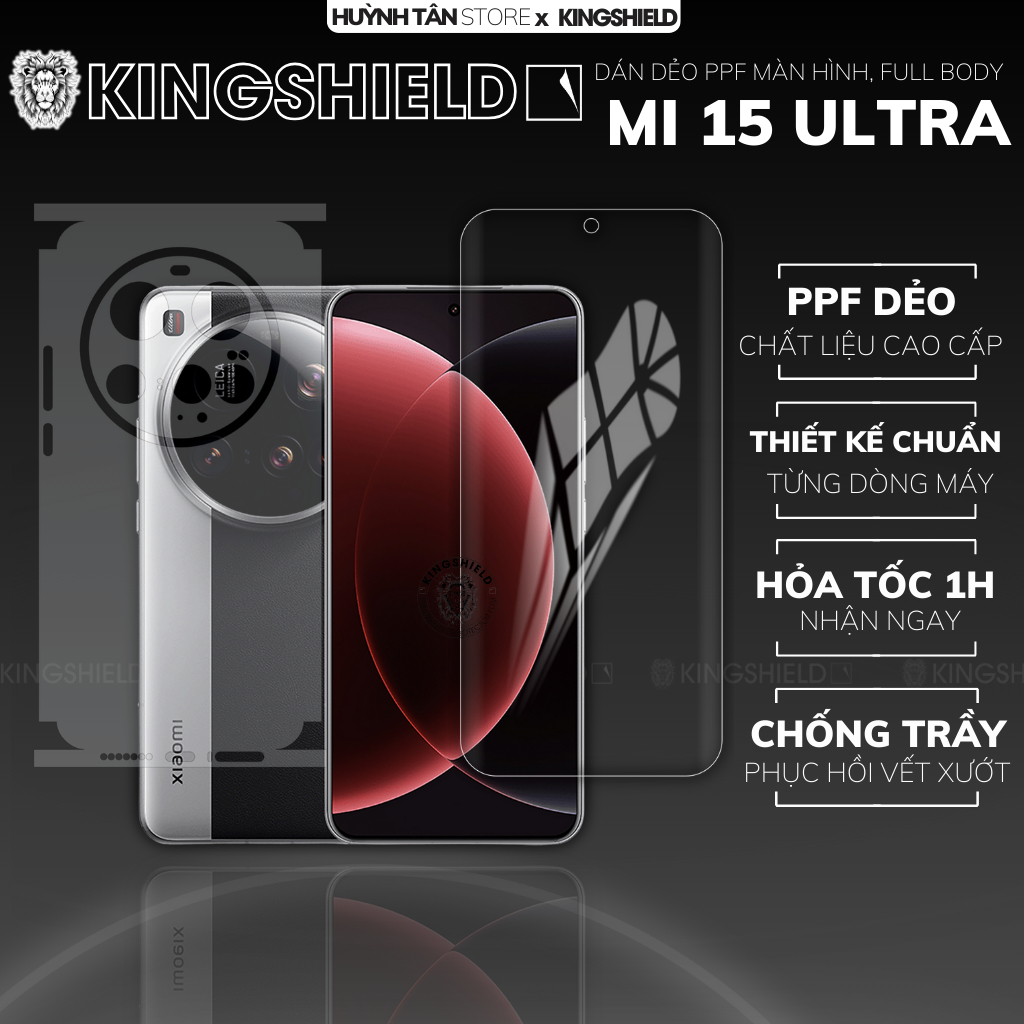Dán PPF màn hình mặt lưng nhám full viền body chống vân tay điện thoại Xiaomi Mi 15 Ultra KINGSHIELD