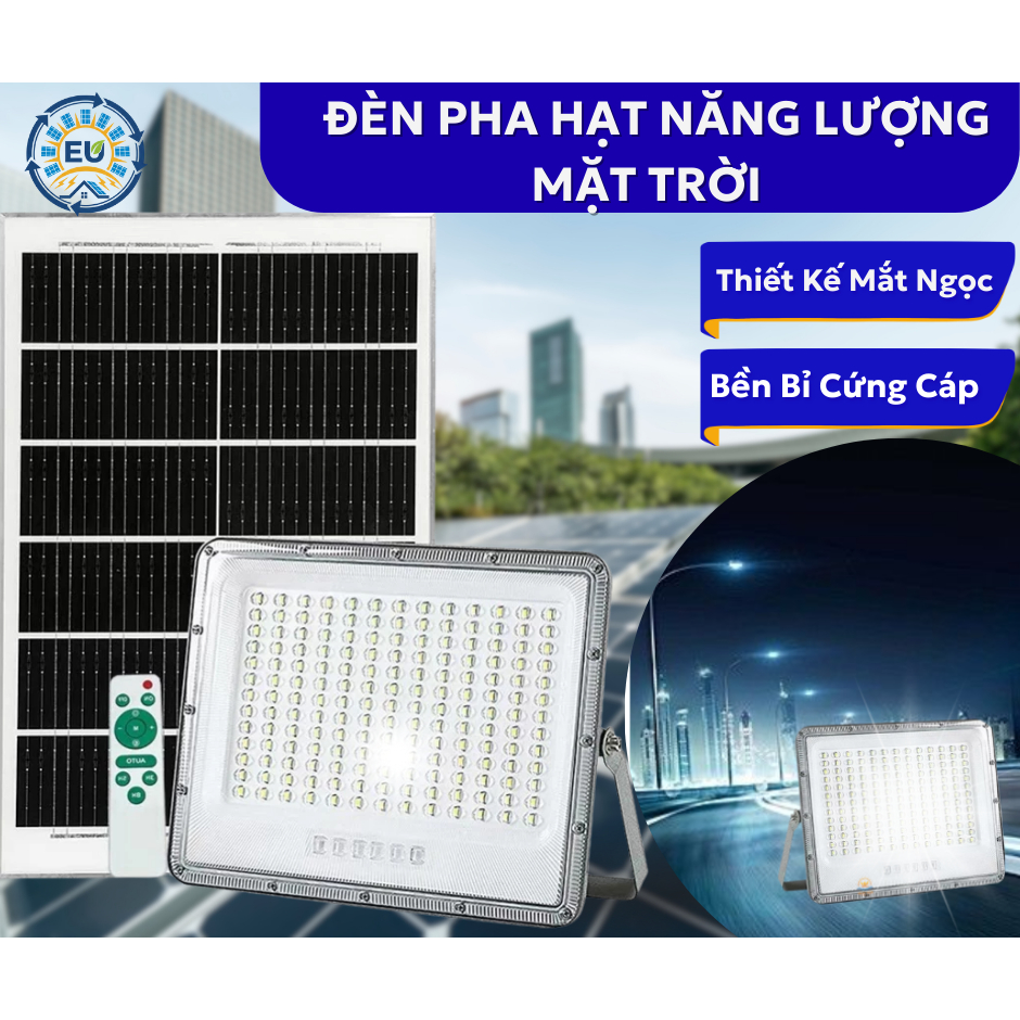 Đèn Pha Năng Lượng Mặt Trời EU Solar 400W 500W 600W SN Solar, Siêu Sáng, IP68, Remote