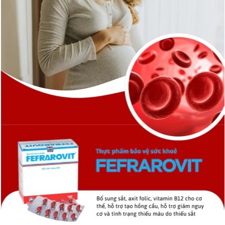 (100 viên) Sắt Hữu Cơ PV Pharma Fefrarovit - Hỗ trợ giảm các biểu hiện thường gặp khi thiếu sắt như 