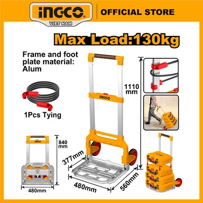 Xe đẩy gấp gọn chất liệu nhôm cao cấp INGCO HHWB61201 max load 130kg