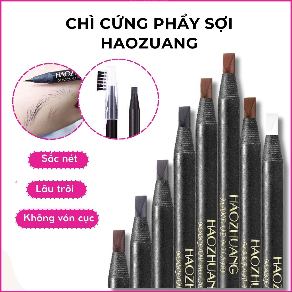 Chì Đá Haozhuang Chính Hãng - Phẩy Sợi Lông Mày Siêu Nét, Bền Màu