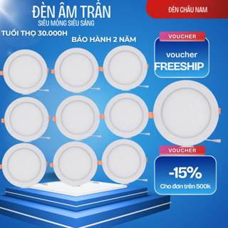 Combo 20 Đèn Led Âm Trần Siêu Mỏng 6W 9W 12W 18W Ánh Sáng Trắng/Vàng Siêu Sáng - Bảo Hành 12 Tháng