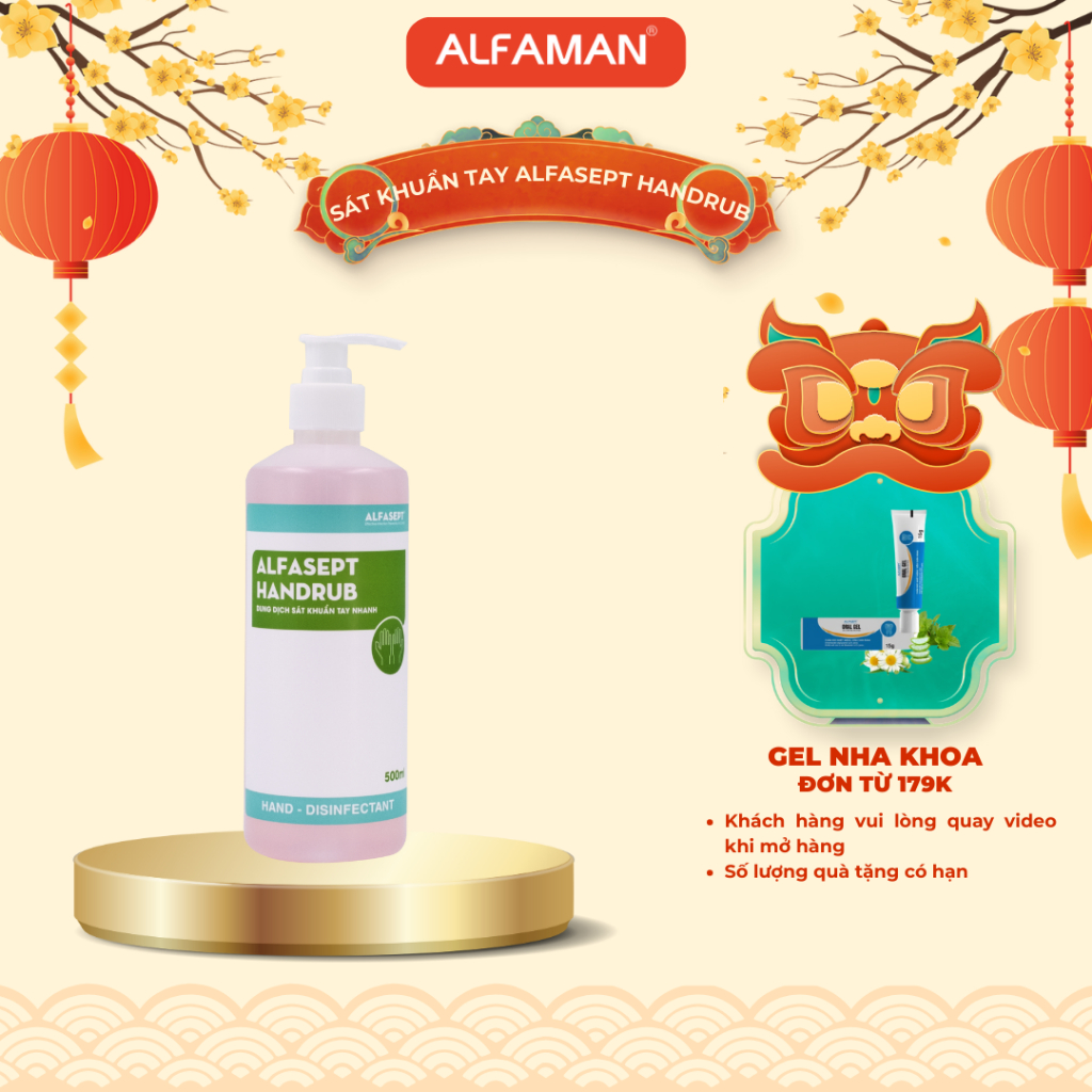 Nước Rửa Tay Khô ALFASEPT Handrub Thân Thiện Với Da, Giúp Diệt Khuẩn Nhanh Chóng Mang Đi Du lịch Tiện lợi 500ml