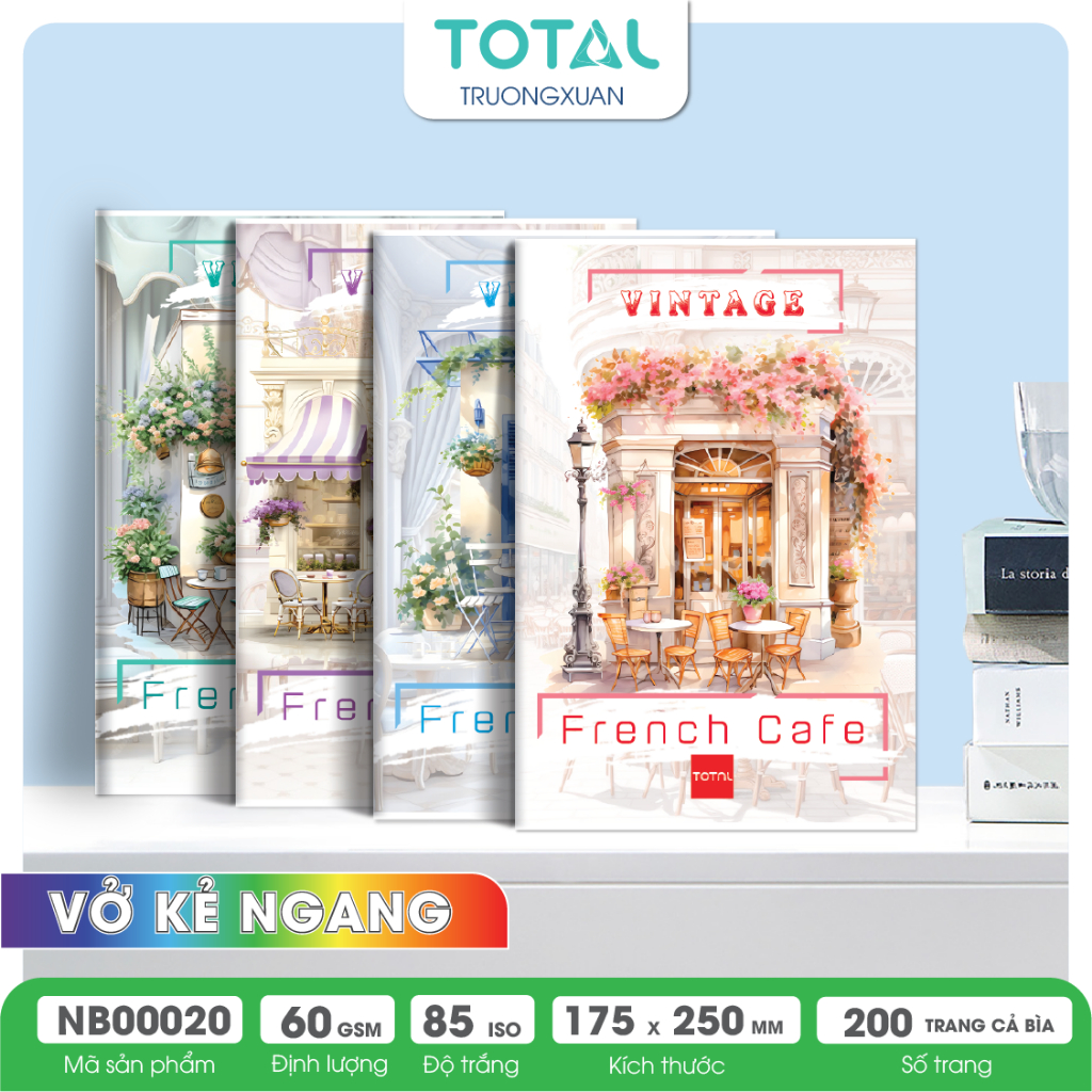 (Combo 5 quyển) Vở kẻ ngang Total French Cafe - 200 trang.Mã:NB20