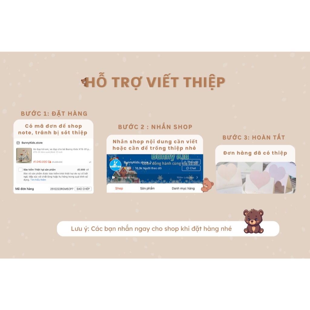 Hỗ trợ viết thiệp Bunny Kids