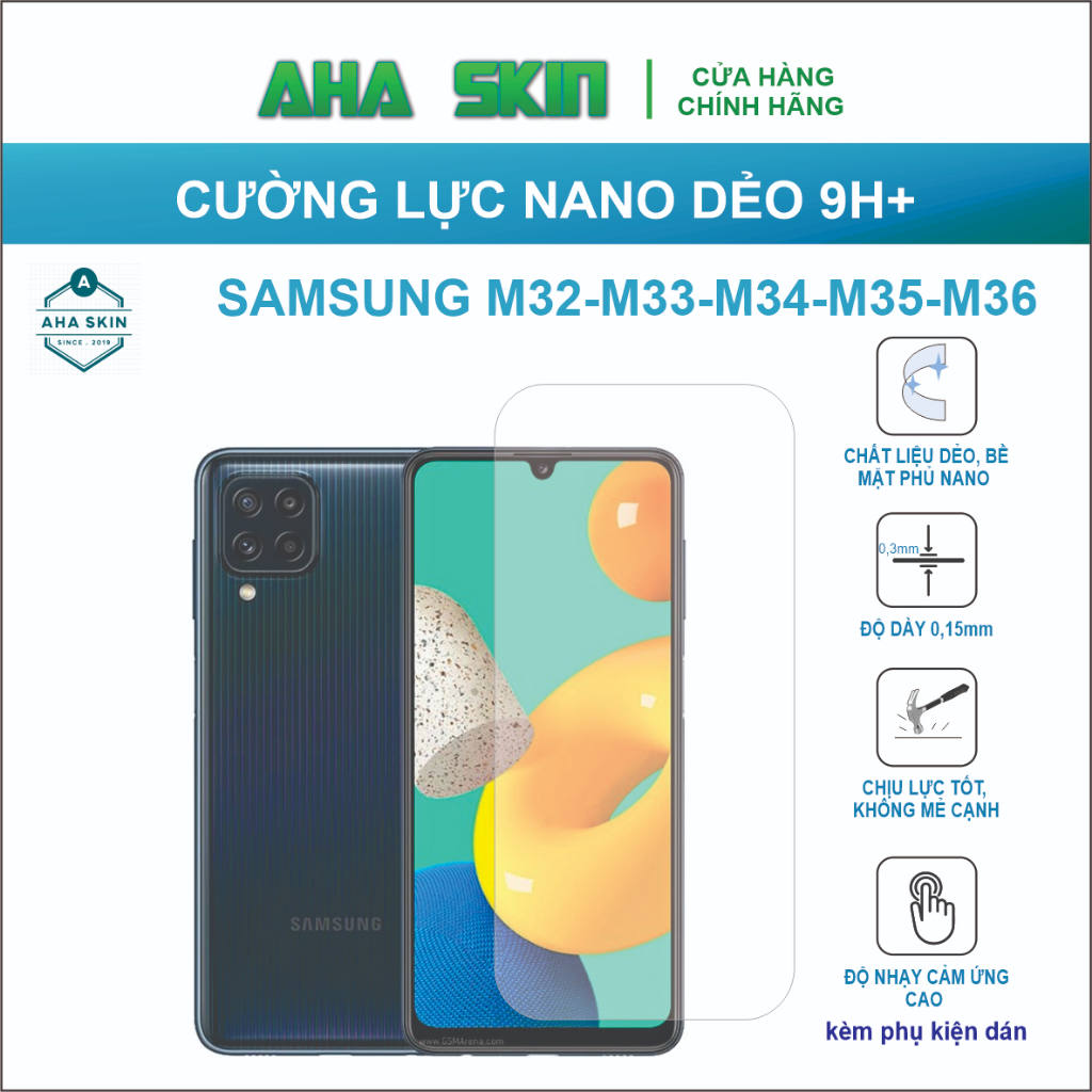 Dán cường lực Samsung M32/M33/M34/M35/M36, Cường lực dẻo Nano 9h+