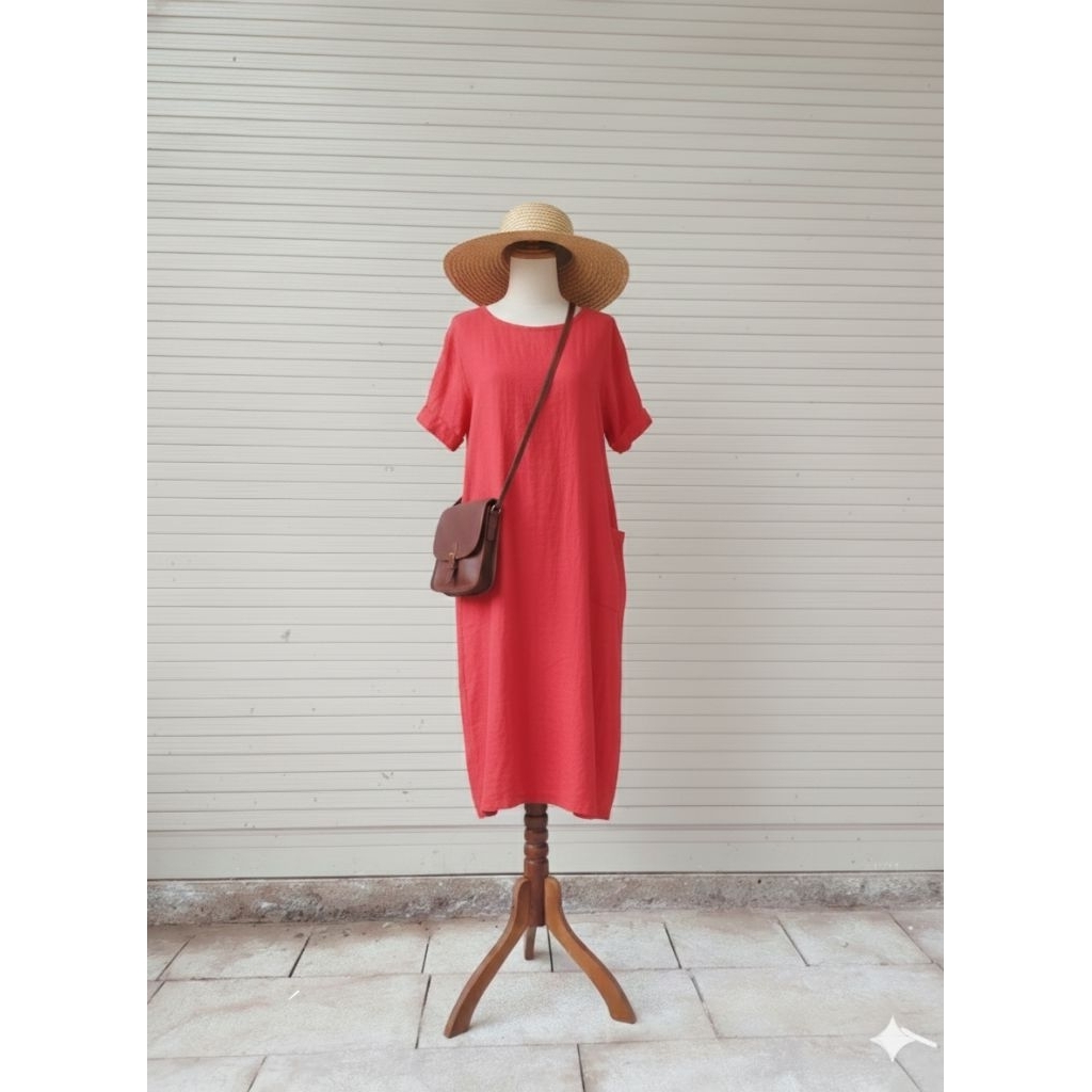 ĐẦM LINEN HỒNG SAMASAMOS 2 2HAND NHẬT