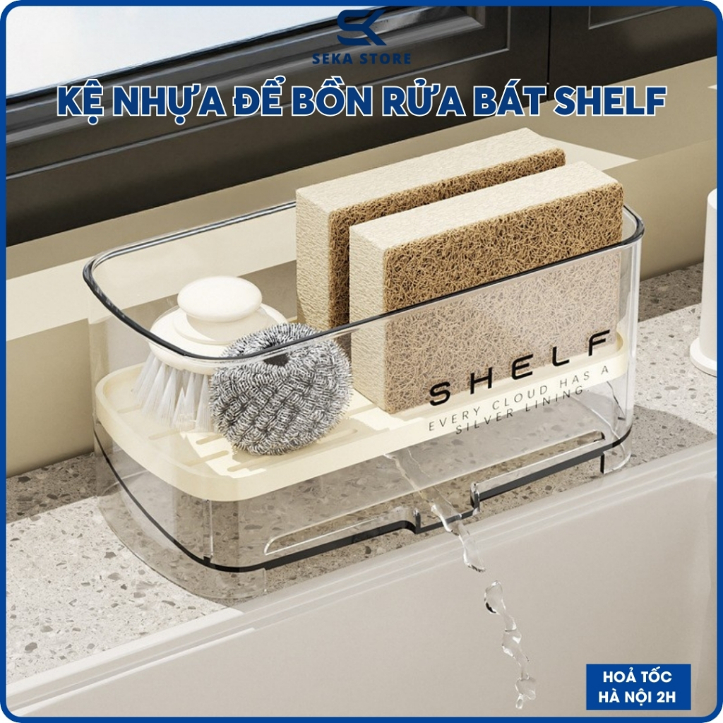 Kệ Để Đồ Rửa Chén SHELF Thoát Nước Nhựa Trong Suốt Đặt Bồn Rửa Gọn Gàng