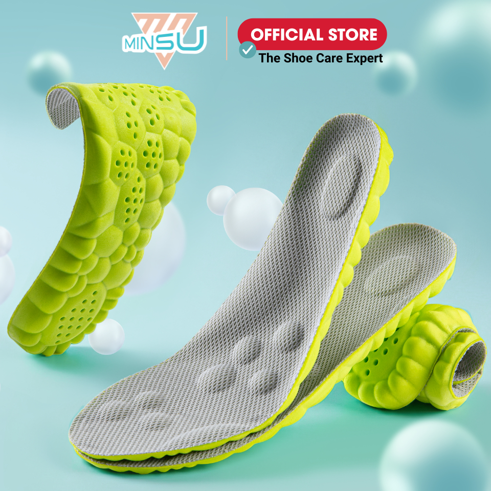 Miếng Lót Giày 4D Bảo vệ Chân MINSU M2352 Chống Trơn Trượt, Lưu Thông Khí Huyết, Đệm Êm Chân, Thấm Hút, Khử Mùi Nam Nữ