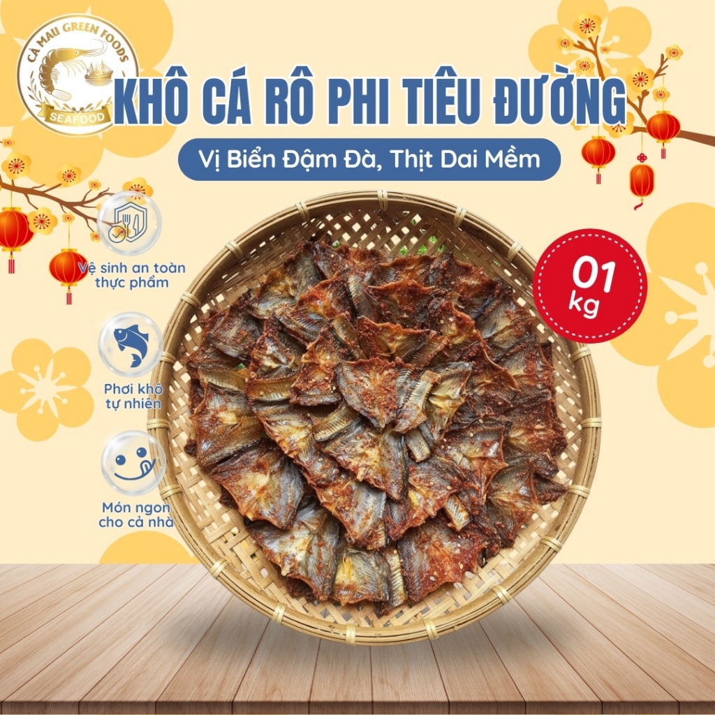 Khô Cá Rô Phi Tiêu Đường Cà Mau - Vị Biển Đậm Đà, Thịt Dai Mềm, Ăn Cơm Ngon, Nhâm Nhi Đều Hợp