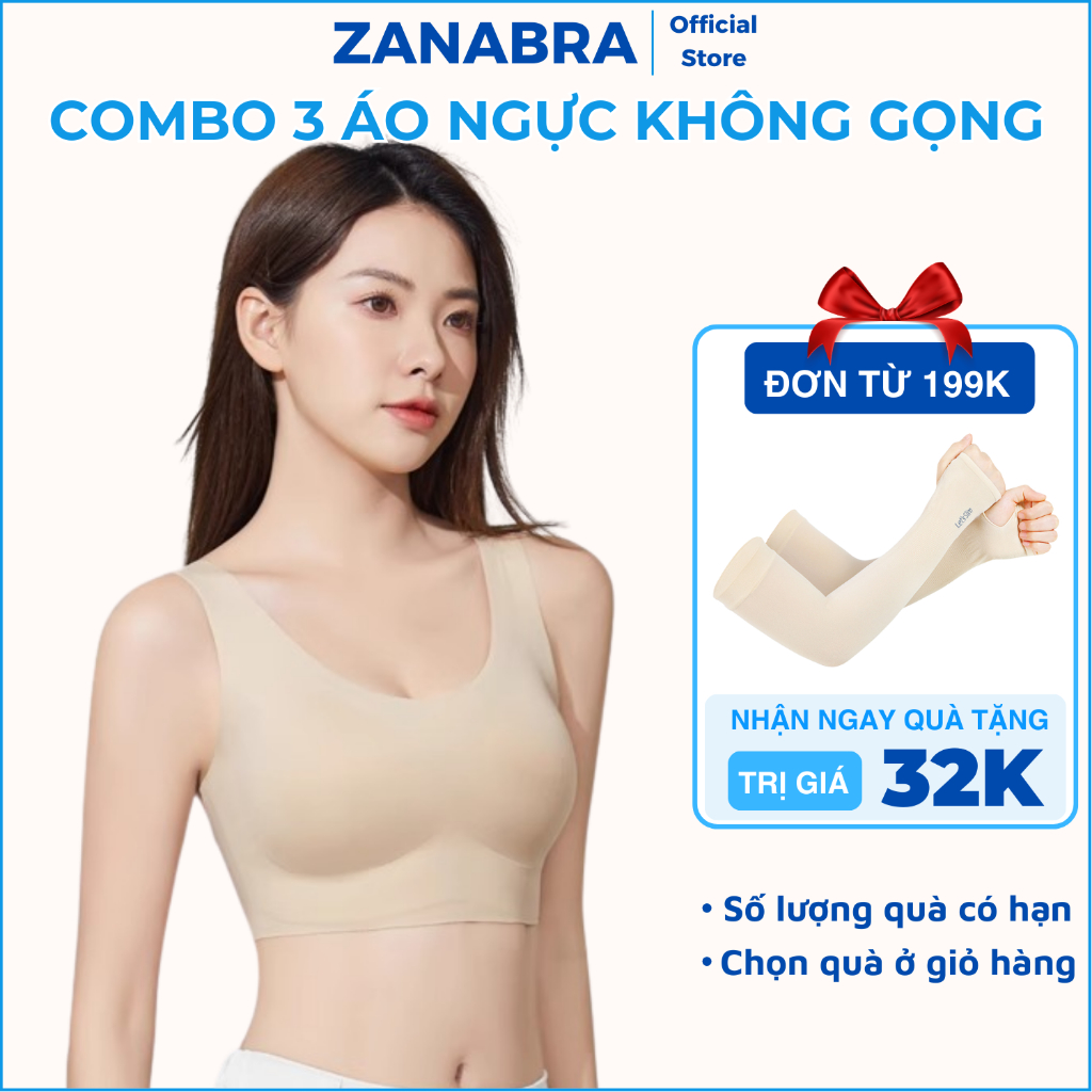 Combo 3 Áo ngực không gọng đúc su mút mỏng - Set 3 Áo lót nữ không lộ viền, thoải mái ZANABRA A5262