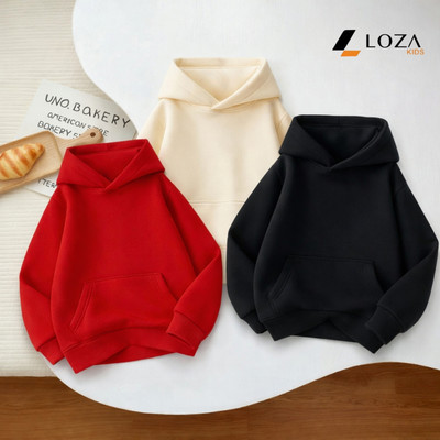 Áo nỉ hoodie bé trai, bé gái trơn - Áo nỉ mũ trẻ em size từ 15-40kg  Loza Kids PN8011