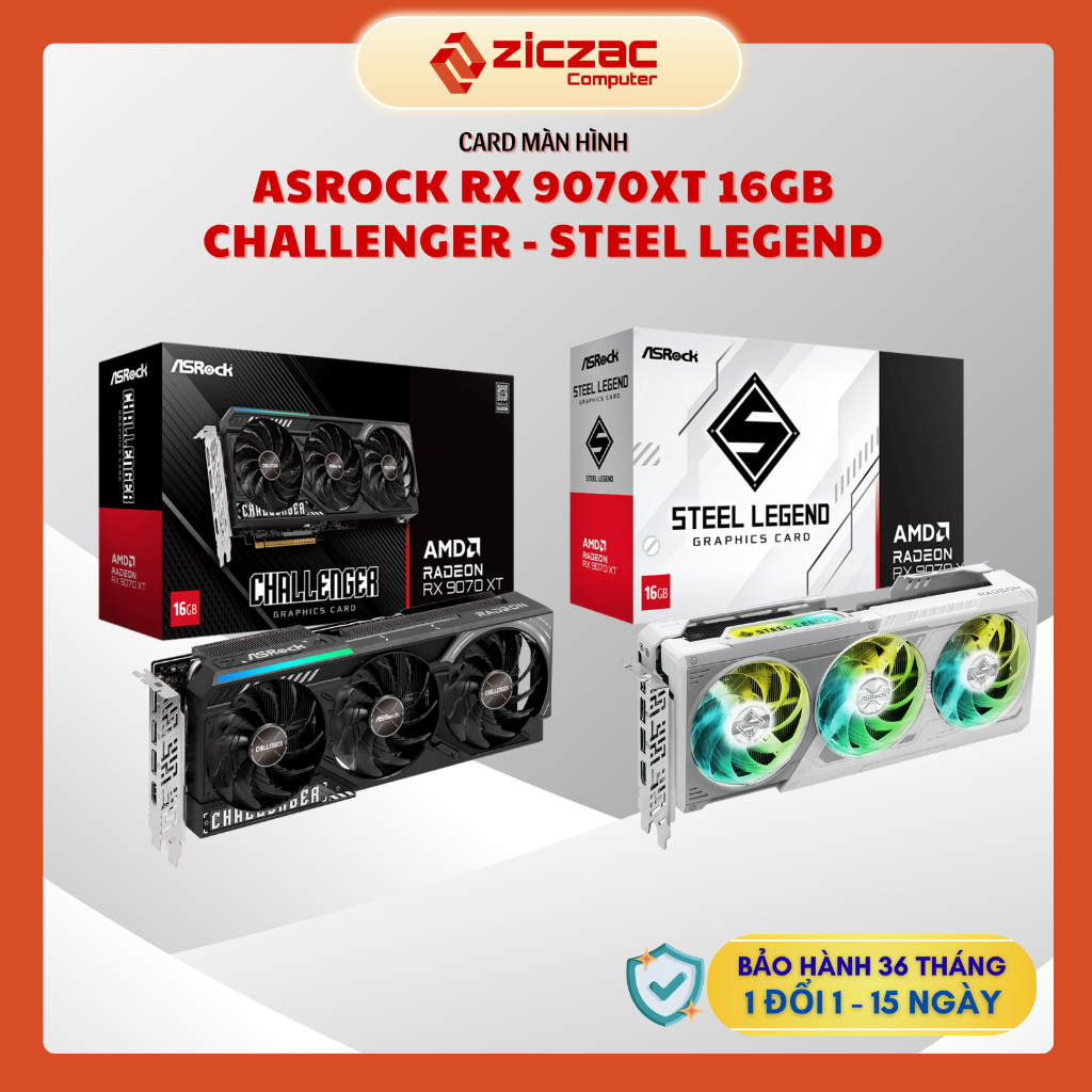 VGA RX 9070XT Asrock CLG | Steel Legend -  Sapphire NITRO+ OC 16GB AMD Radeon - Chính hãng