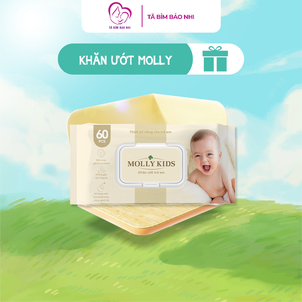 Bịch khăn ướt Molly Kids, mỗi bịch 60 tờ khăn