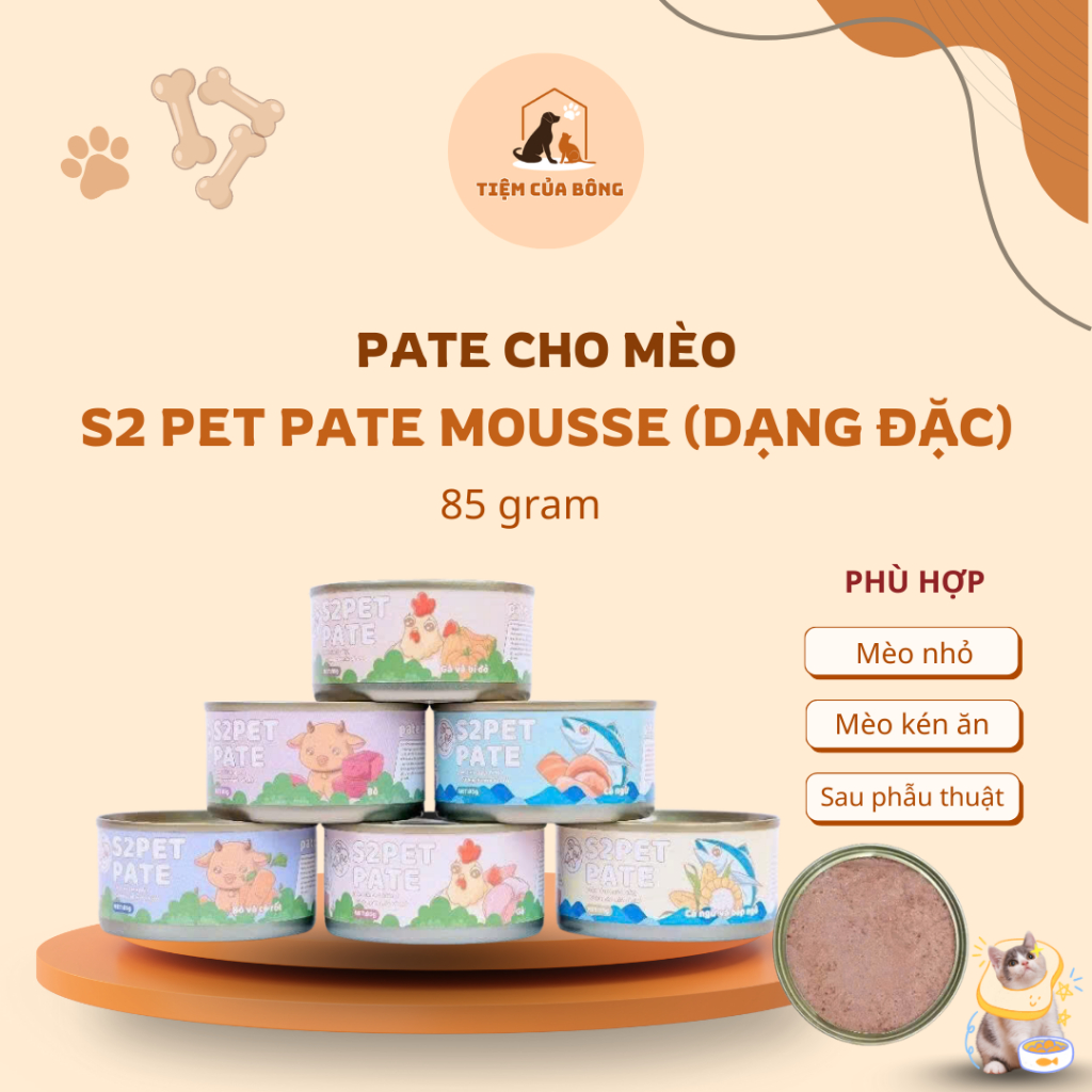 [S2 PET] Pate cho mèo S2 PET mousse dạng đặc cho mèo kén ăn